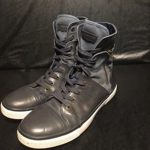 Levi Hi Top Men Shoes size 12 Navy Blue w Zipper